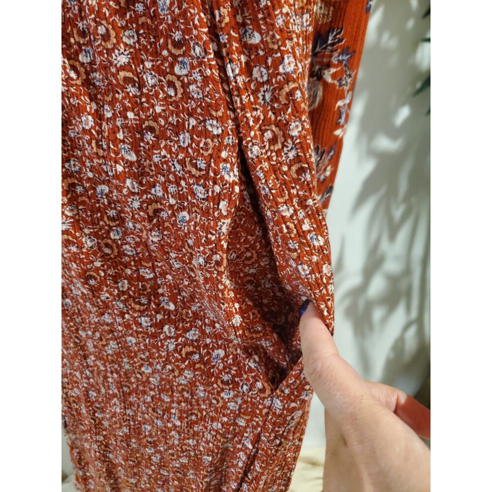 Knox Rose Floral 1/4 Button Floral Boho Midi Dress Size M Cottage Hippie Pockets - Picture 7 of 12